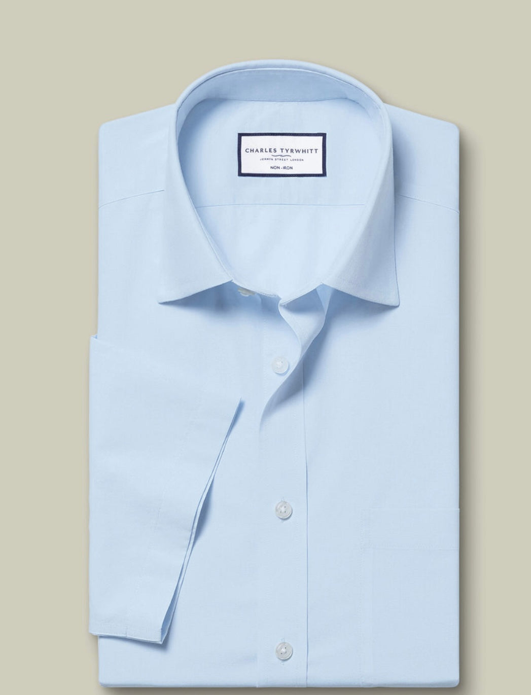 Chemise À Manches Courtes En Popeline - Bleu Ciel - Charles Tyrwhitt