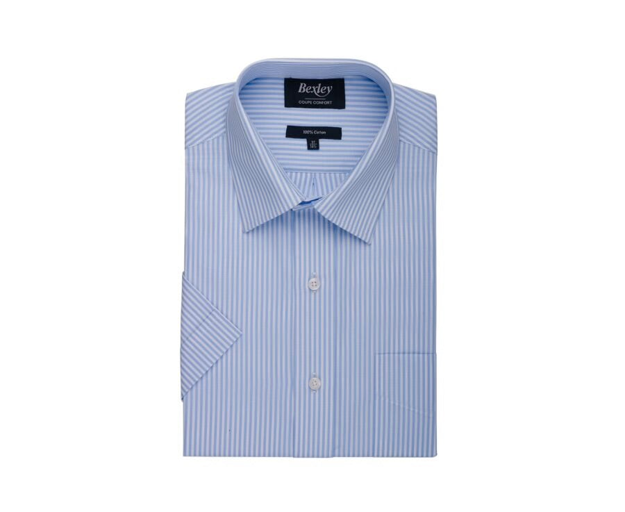 Chemise Mazaire Manches Courtes Bleu Clair Blanc