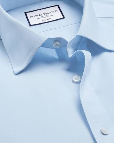 Chemise À Manches Courtes En Popeline - Bleu Ciel - Charles Tyrwhitt