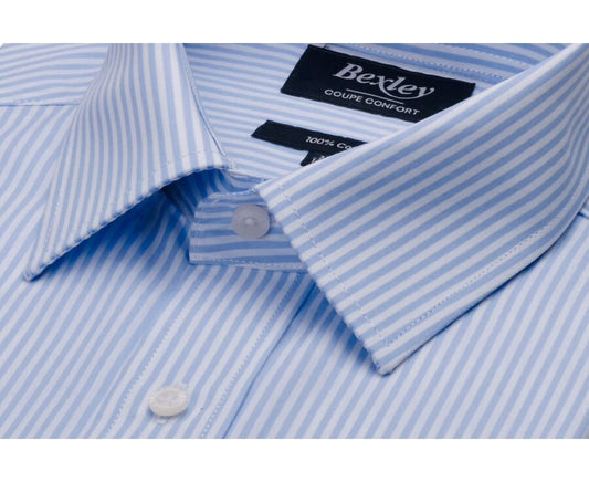 Chemise Mazaire Manches Courtes Bleu Clair Blanc