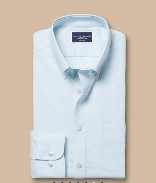 SF Bleu ciel Chemise extensible Oxford - Charles Tyrwhitt