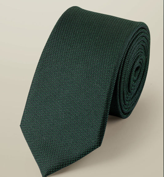 Cravate fine en soie - Vert foncé Bexley