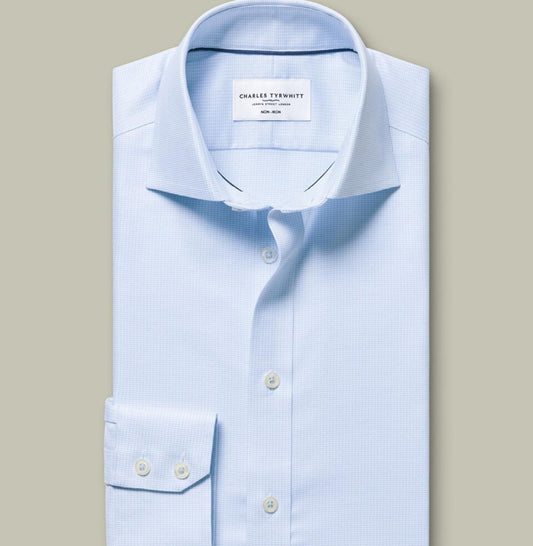 SF Bleu clair Chemise à tissage Greenwich extensible – Bleu clair - Charles Tyrwhitt