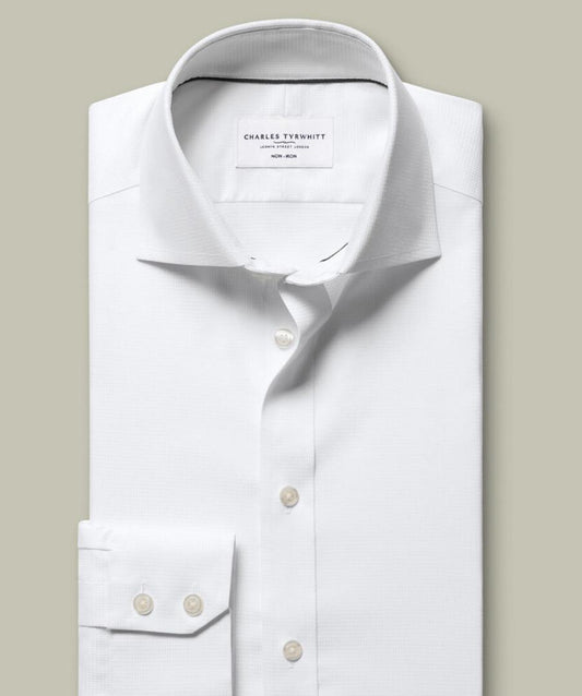 SF Blanc Chemise à tissage Greenwich extensible – Blanc - Charles Tyrwhitt