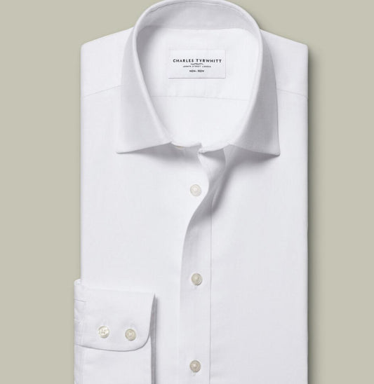 SF White Classic Collar Non-Iron Royal Oxford Shirt - Charles Tyrwhitt