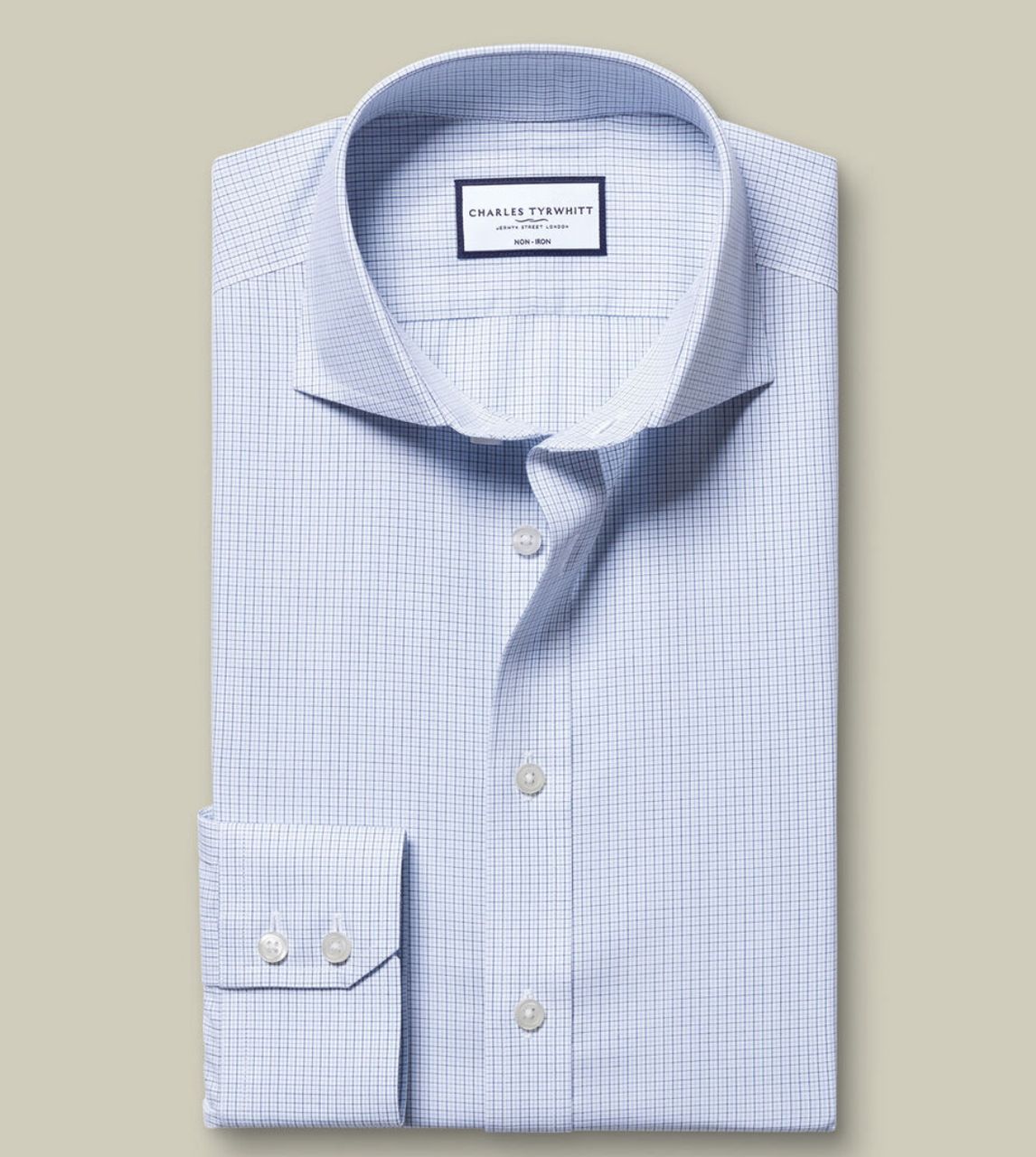 CF Bleu cobalt Chemise à carreaux Vichy en popeline - Charles Tyrwhitt