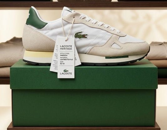 Sneakers Partner 70s en tissu - White & Dark Green Lacoste