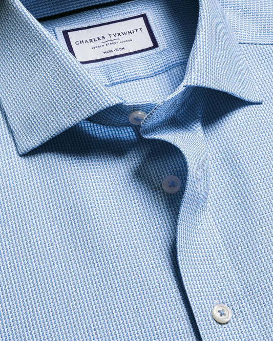 Cornflower blue stretch Burlington weave CA SF - Charles Tyrwhitt