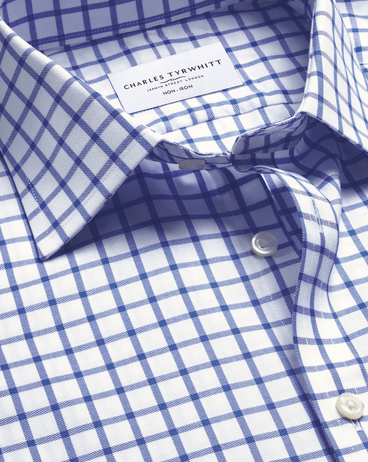 SF Cobalt blue Twill grid check shirt - Charles Tyrwhitt