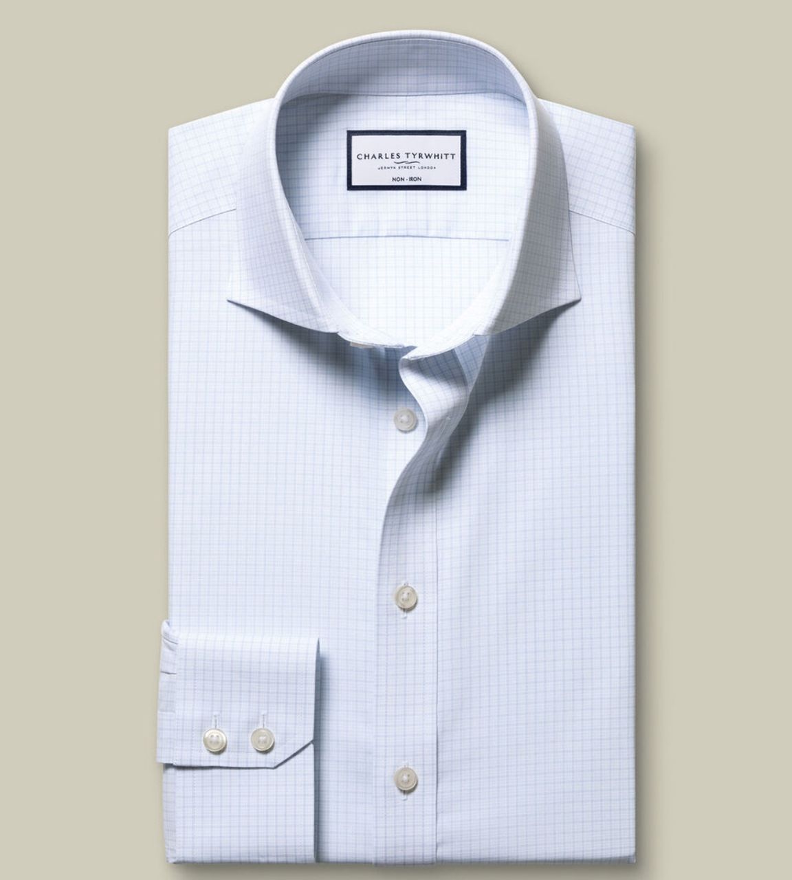 SF Bleu glacier Chemise à carreaux en popeline - Charles Tyrwhitt